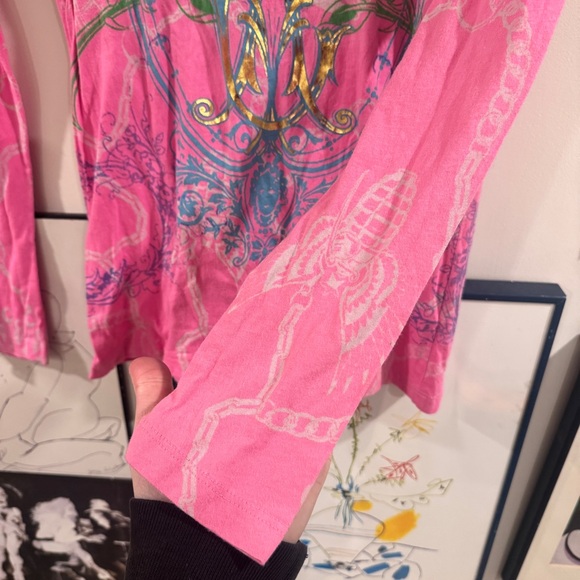Y2K Christian Audigier Pink Graphic Long Sleeve Tee - size M - Picture 5 of 16